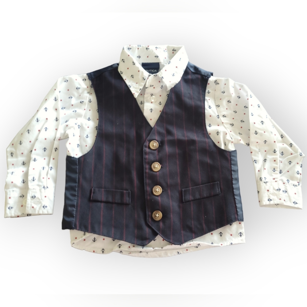 Nautica 18 Month Baby Boys Two Piece Dress Shirt Set